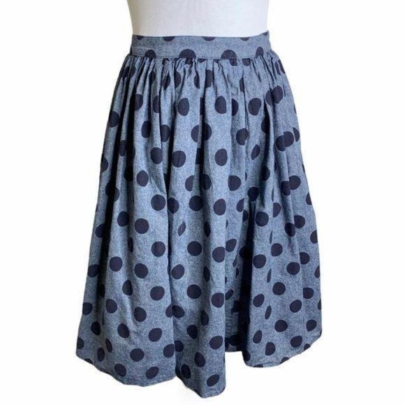 ModCloth Navy Blue Polka Dot  Knee Length Skirt - Picture 3 of 9